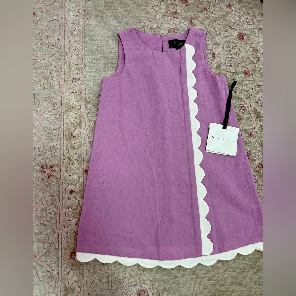 Victoria Beckham Kids Girls Size 3t Purple Scalloped Sleeveless Dress NWT